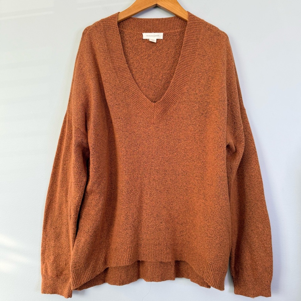 Treasure & Bond Rusty Heather V-Neck Relaxed Fit Sweater – Size Medium